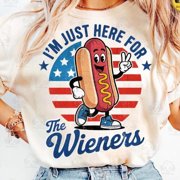 Tops - Funny 4th Of July Just Here For The Wieners Shirt